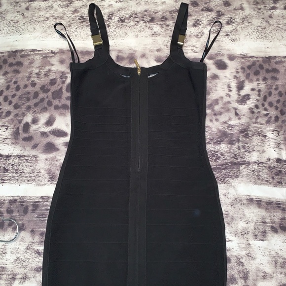 Marciano Black Bandage Dress Gold Buckle Straps - Picture 3 of 9
